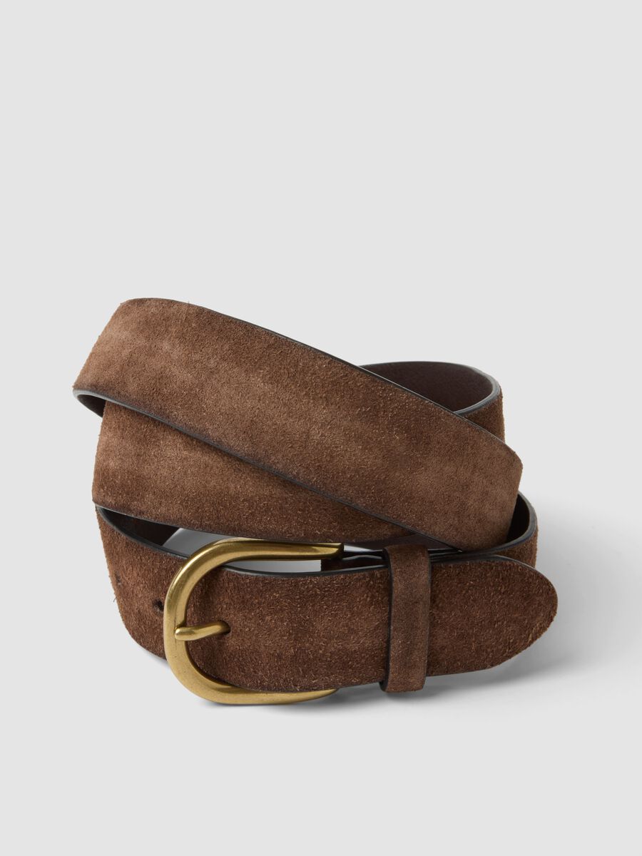 Cintura marrone in vera pelle con fibbia in metallo_2
