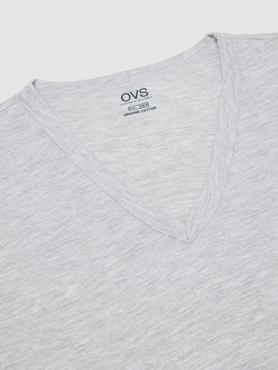 Bipack di t-shirt da uomo in puro cotone grigie con scollo a V_5