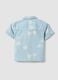 Light Blue Pure Cotton Denim Child's Shirt Regular Fit with Palm Trees_1