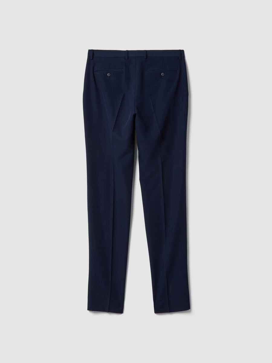 Navy slim-fit formal trousers in stretch viscose_2