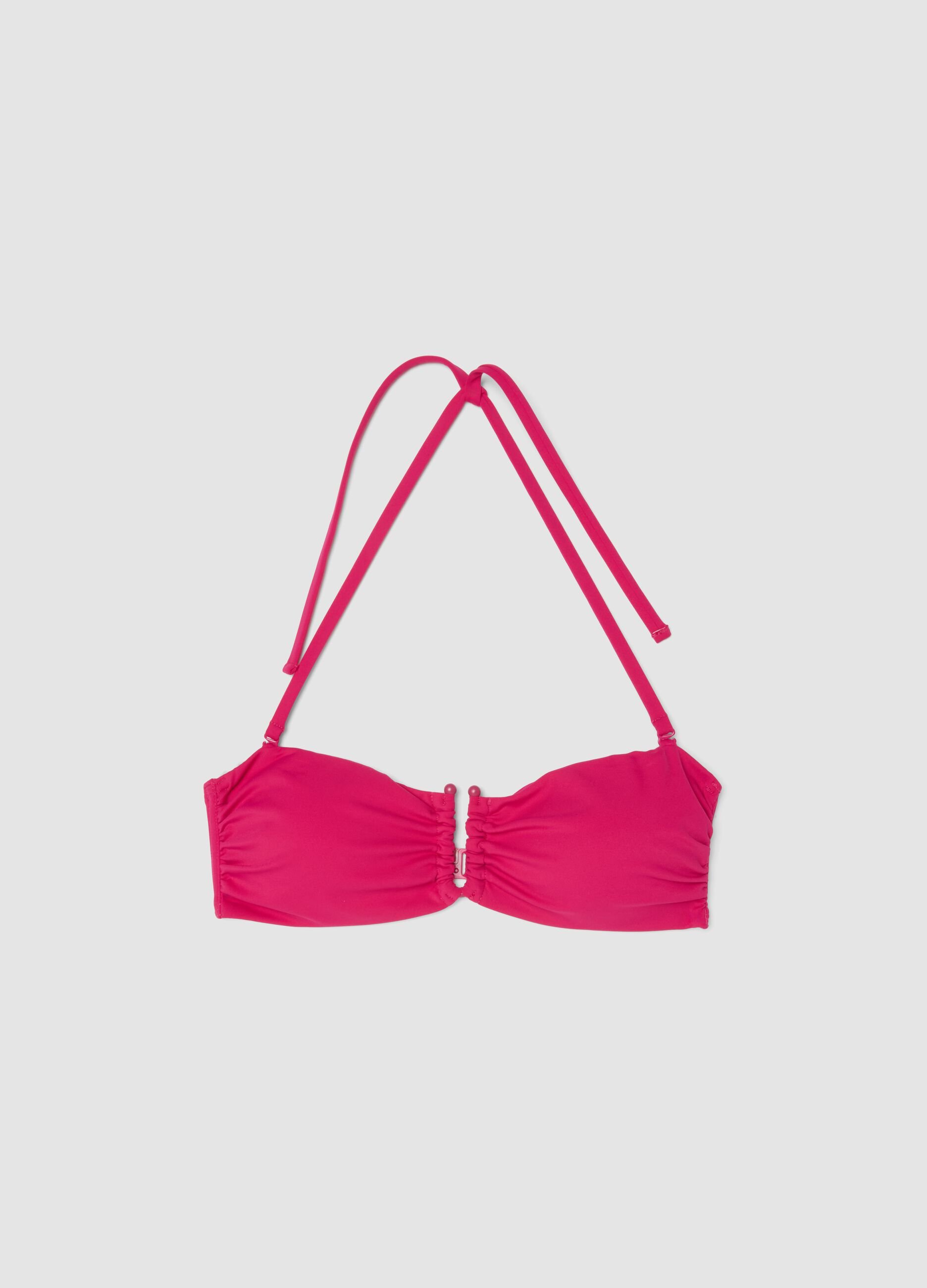 Pink bandeau bikini top in stretch fabric