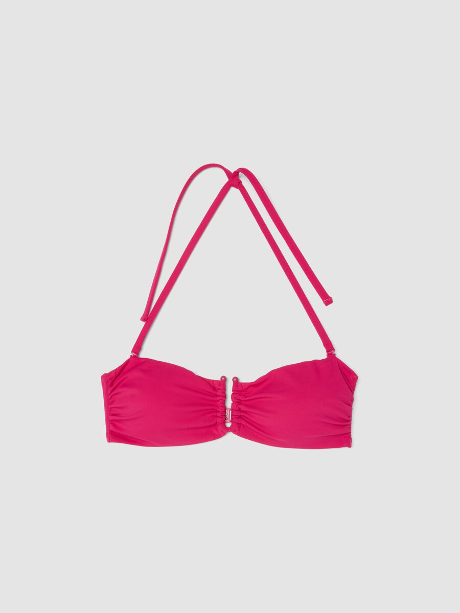 Pink bandeau bikini top in stretch fabric_4