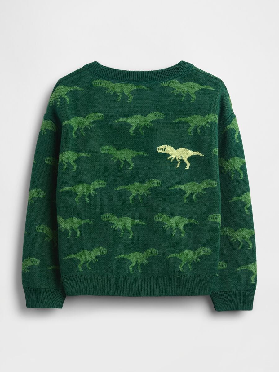 Maglione verde in cotone con dinosauri_1