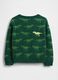 Green cotton sweater with dinosaurs_1