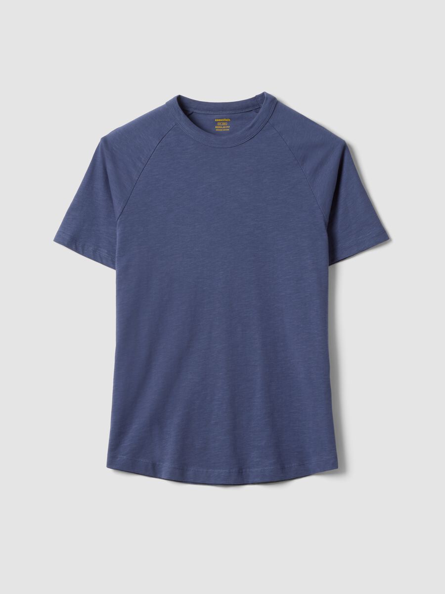 Regular fit blue pure cotton T-shirt_0