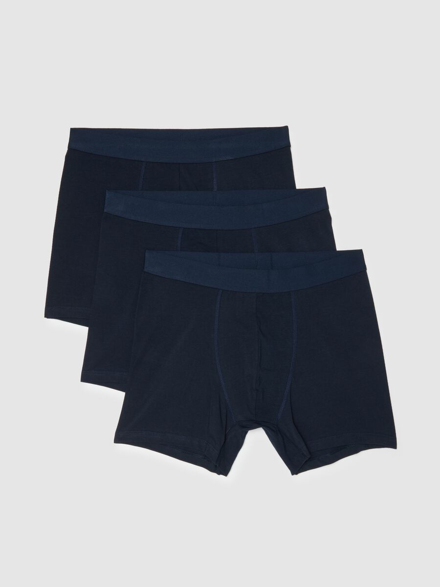 Tripack of blue boxer shorts in stretch cotton regular fit_4