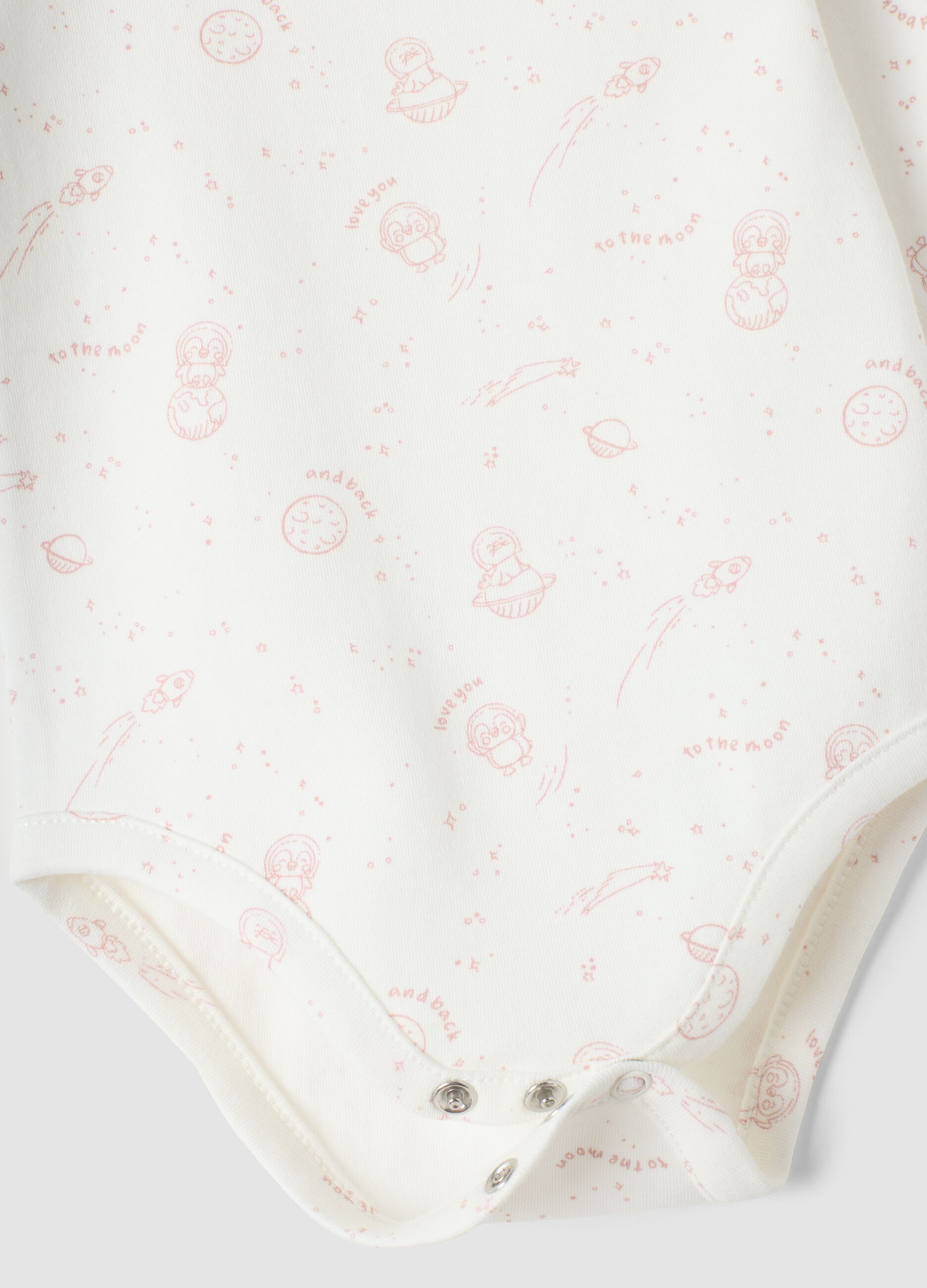 Tripack body rosa e bianchi in puro cotone organico a girocollo
