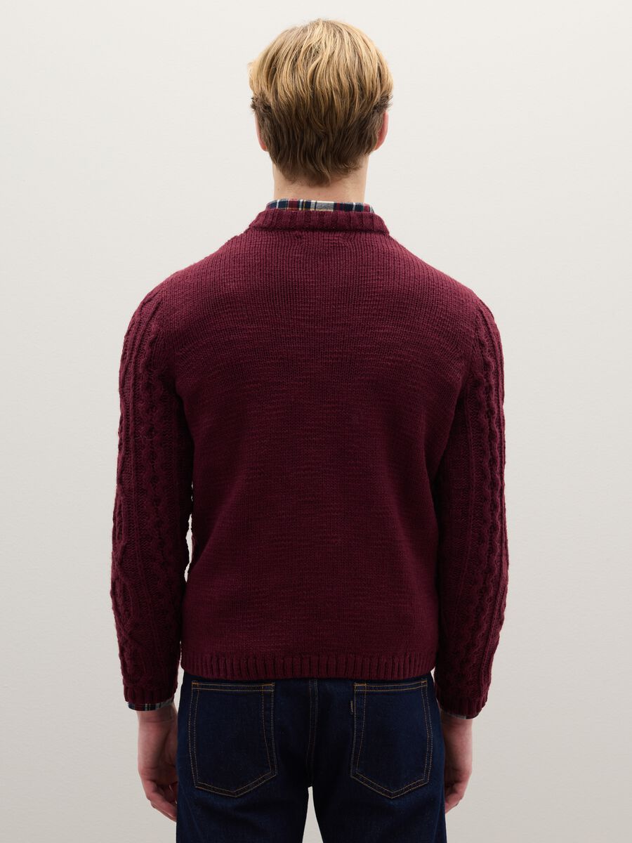 Maglione girocollo bordeaux in misto lana_2