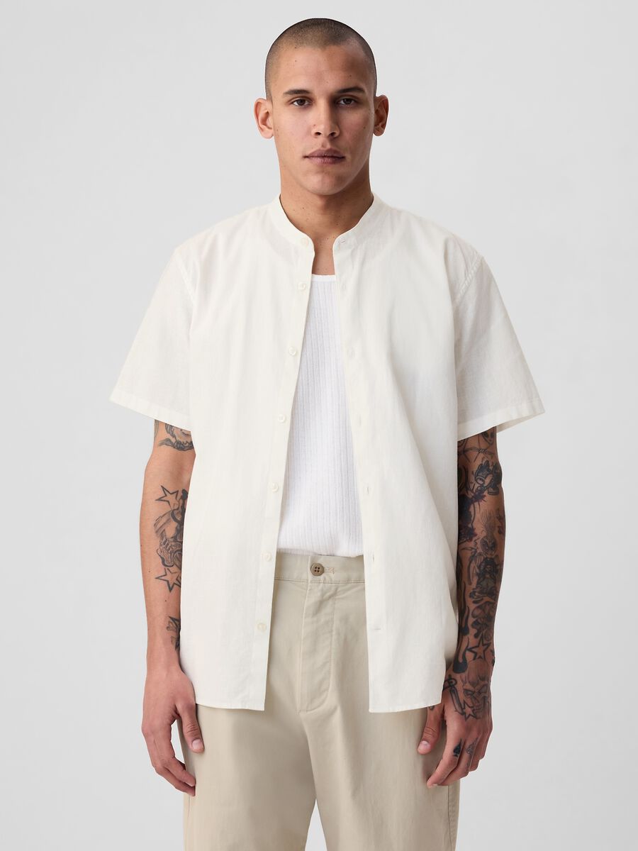Short-sleeved shirt with Mandarin collar_0