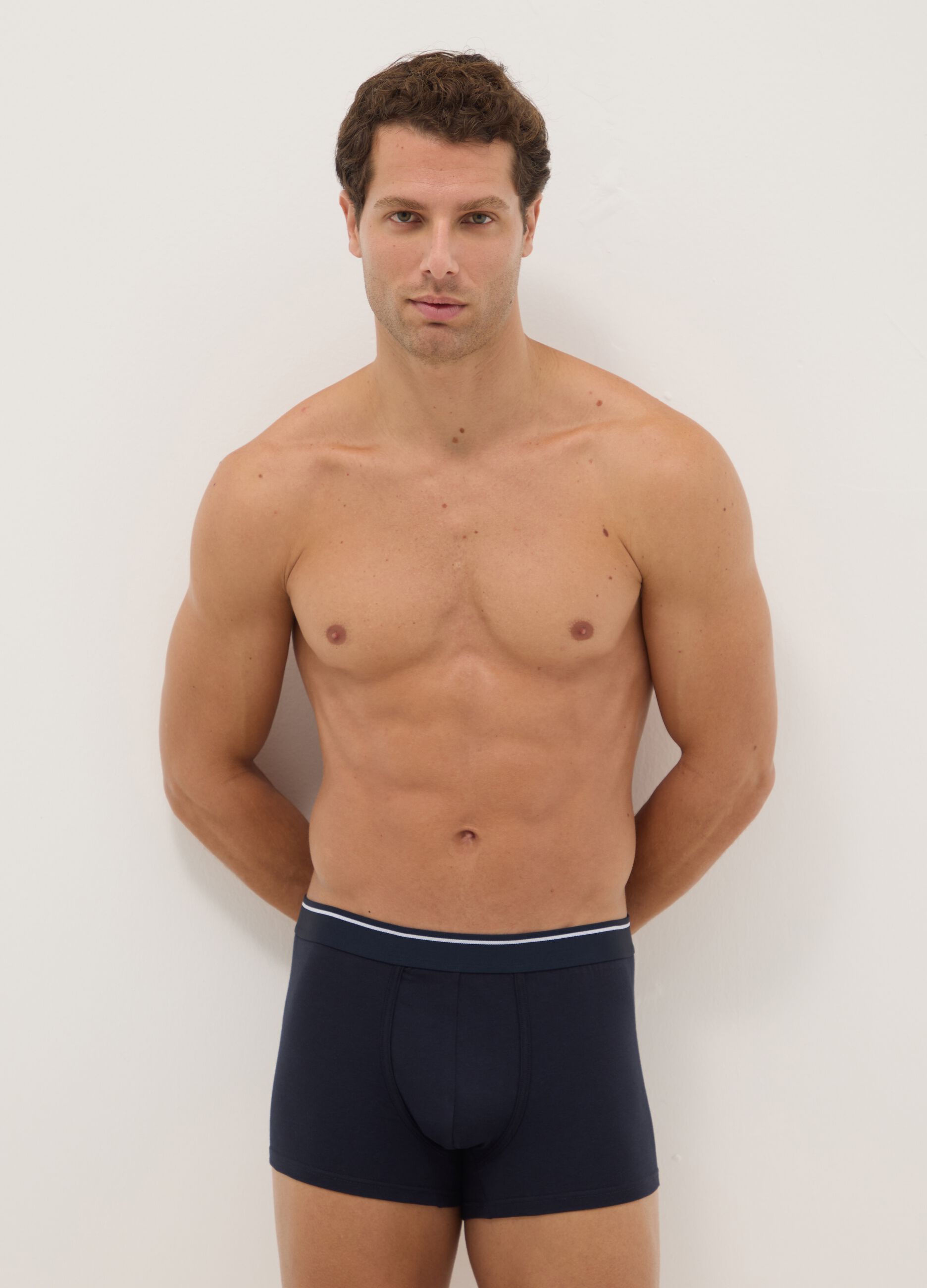 Tripack multicolour boxer shorts in stretch cotton, regular fit