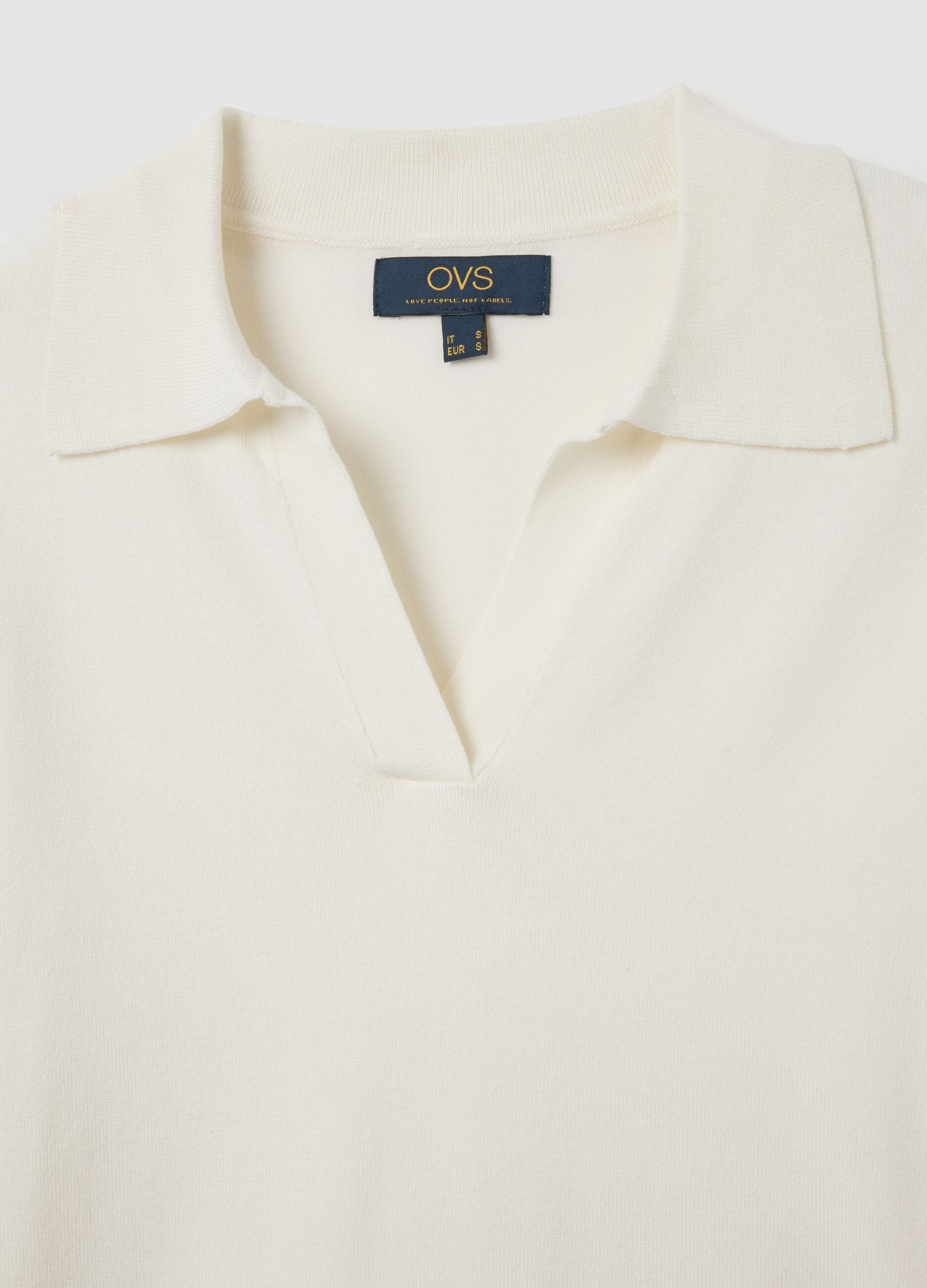 White Pullover with Polo Collar