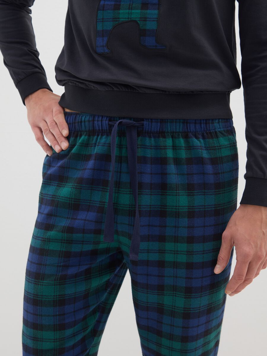 Long multicolour check pyjamas in pure cotton regular fit_3