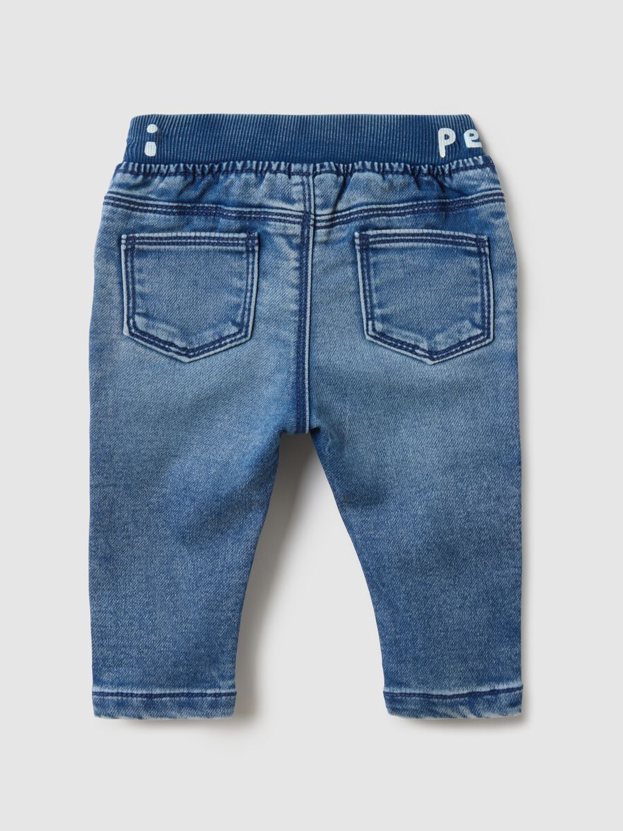 Blue cotton blend jeans for newborns regular fit_1