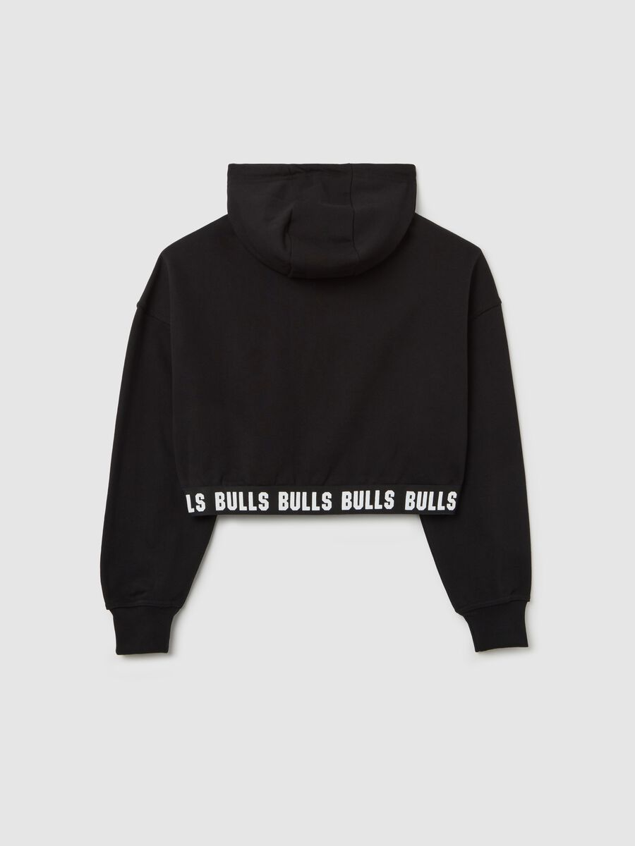 Black NBA Chicago Bulls crop sweatshirt with hood_5