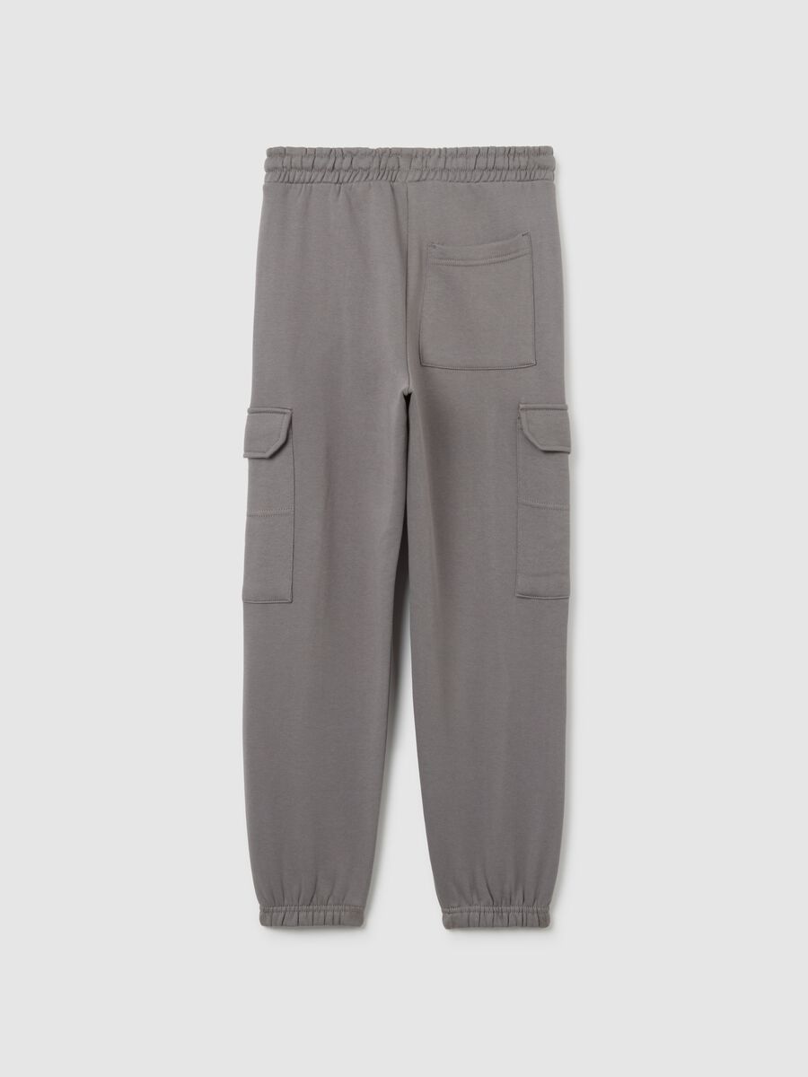 Pantaloni jogger grigi da ragazzo in puro cotone vestibilità relaxed_1