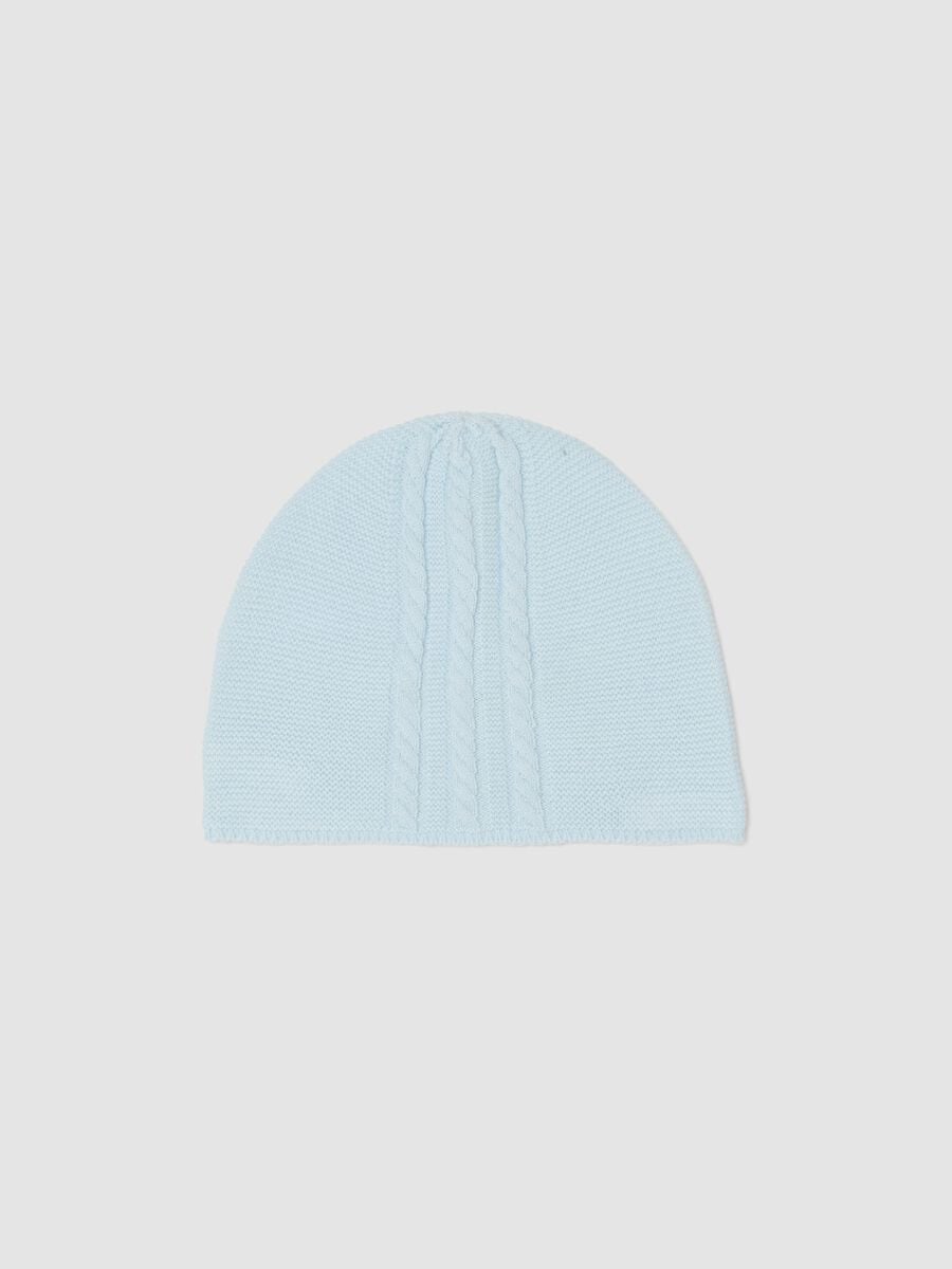 Light blue organic cotton knitted baby hat_0