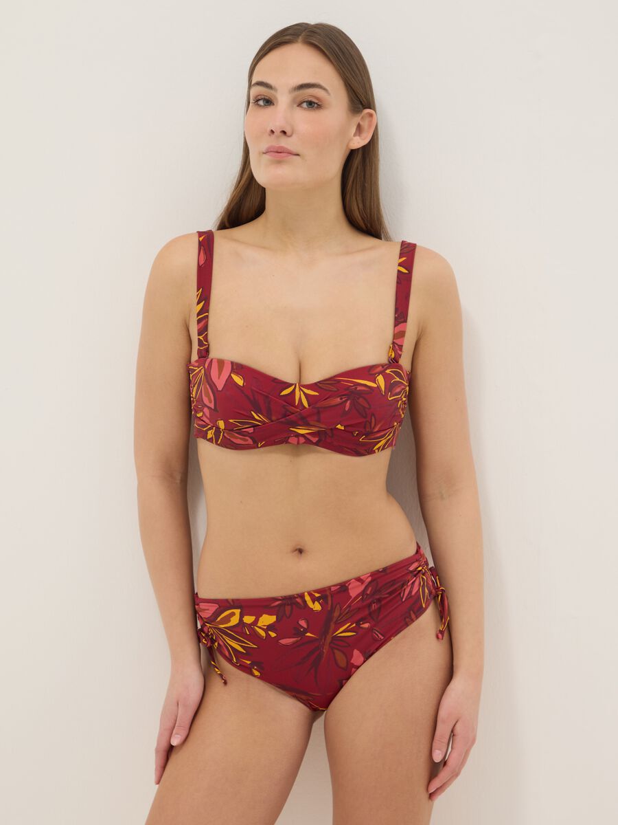 Multicolour stretchy balconette bikini top with floral print_1