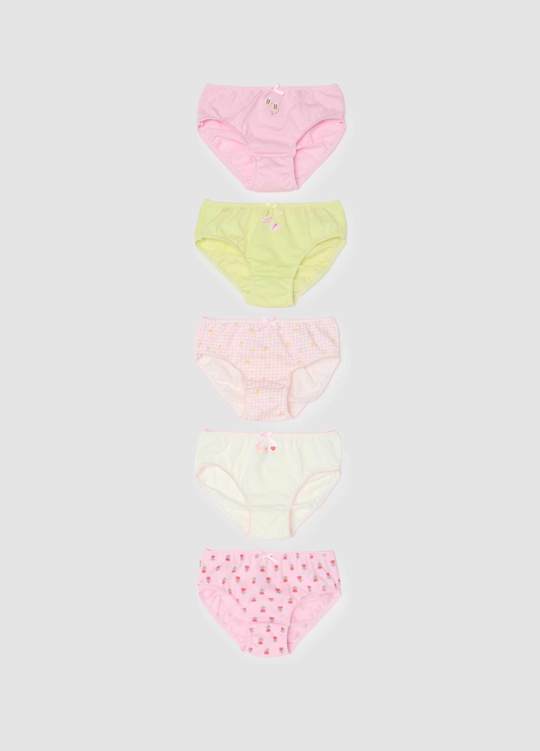 Newborn girls' regular fit multicolour pure cotton multipack panties