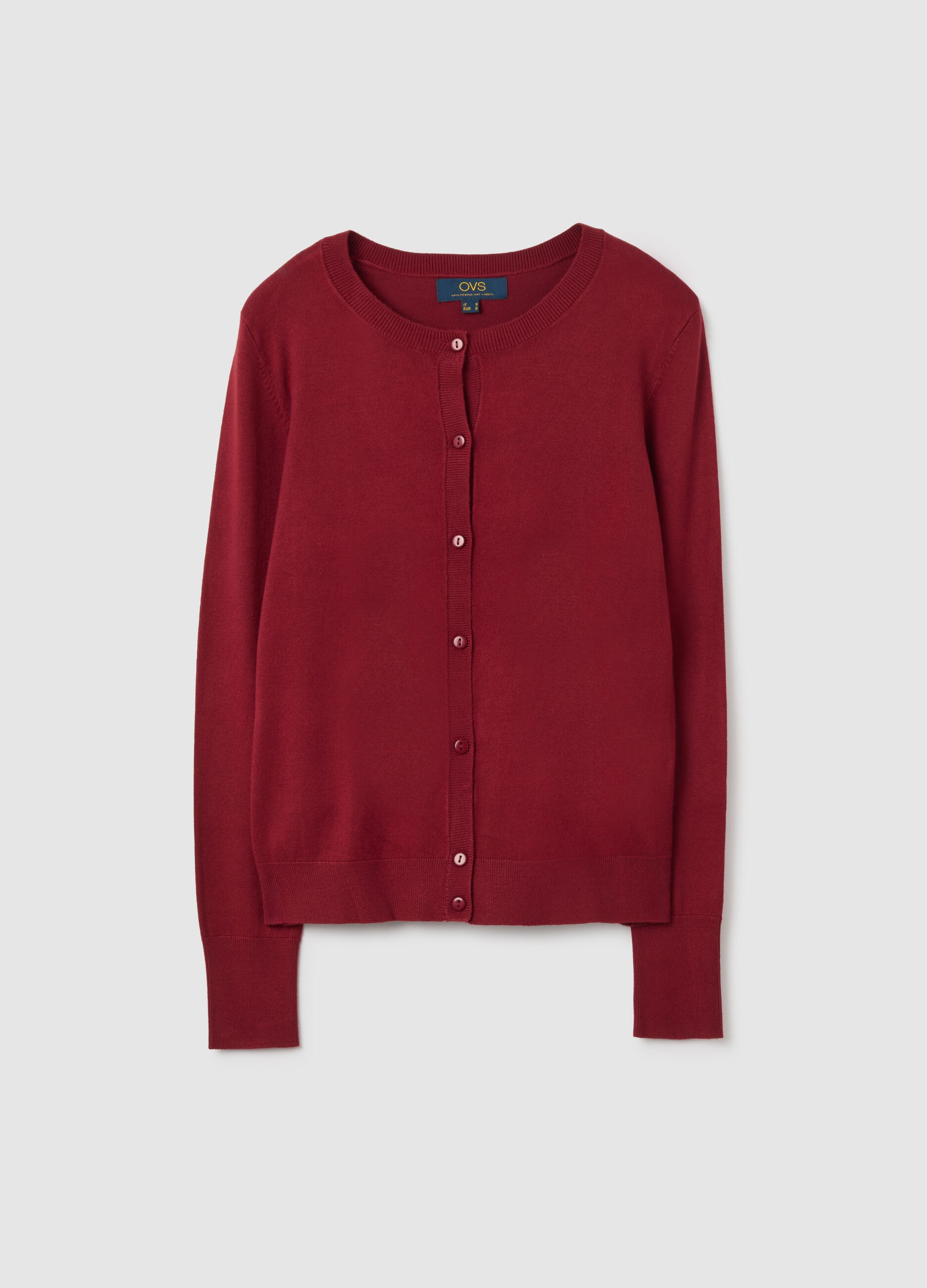 Red viscose blend cardigan regular fit
