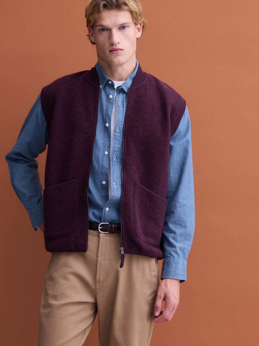 Purple wool-blend gilet with zip_0