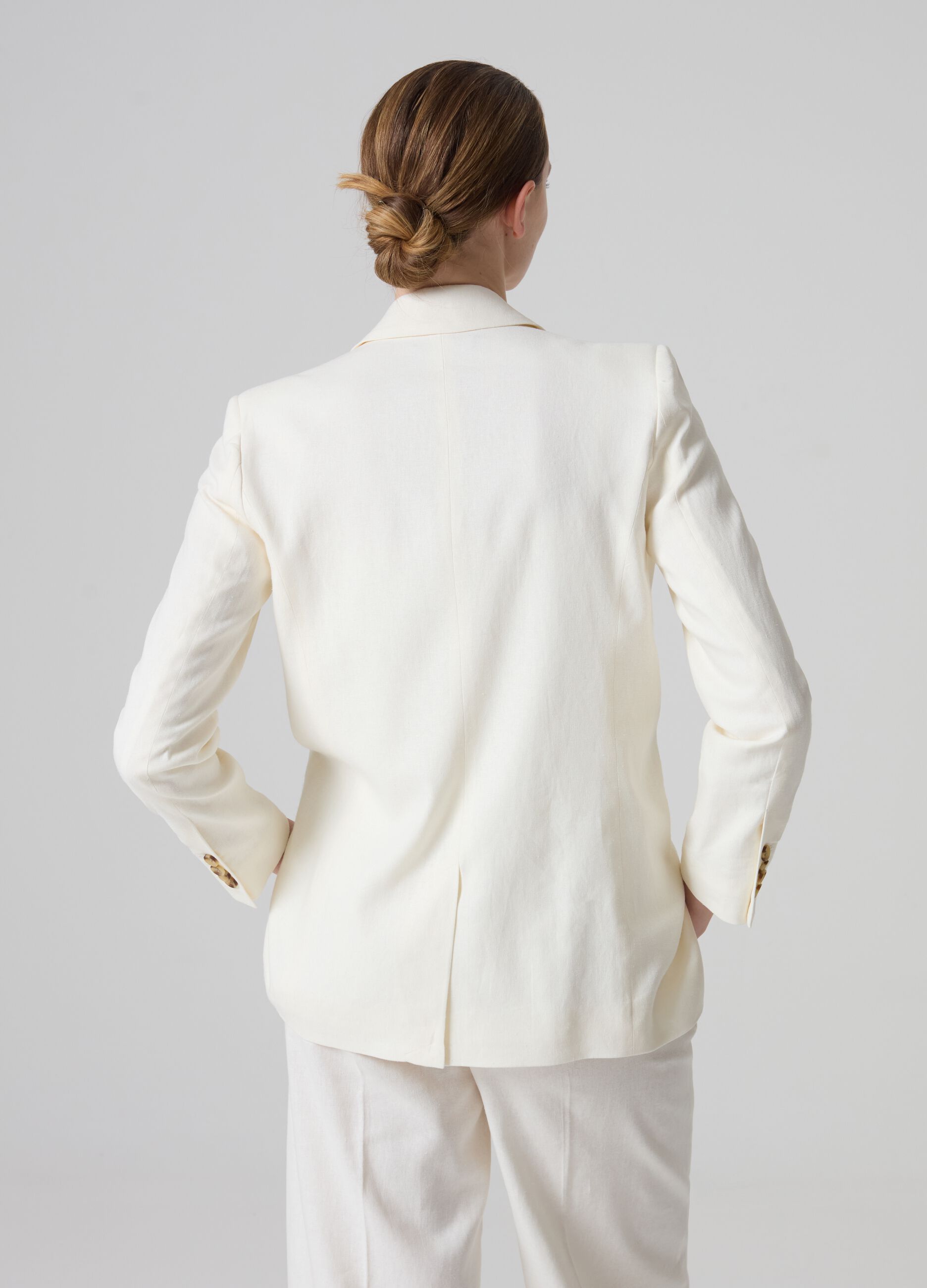 Blazer doppiopetto in lino e viscosa
