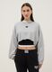 Grey cotton blend cropped sweatshirt with regular fit_0