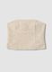 Beige strapless cotton-blend top, regular fit with textured knit_4