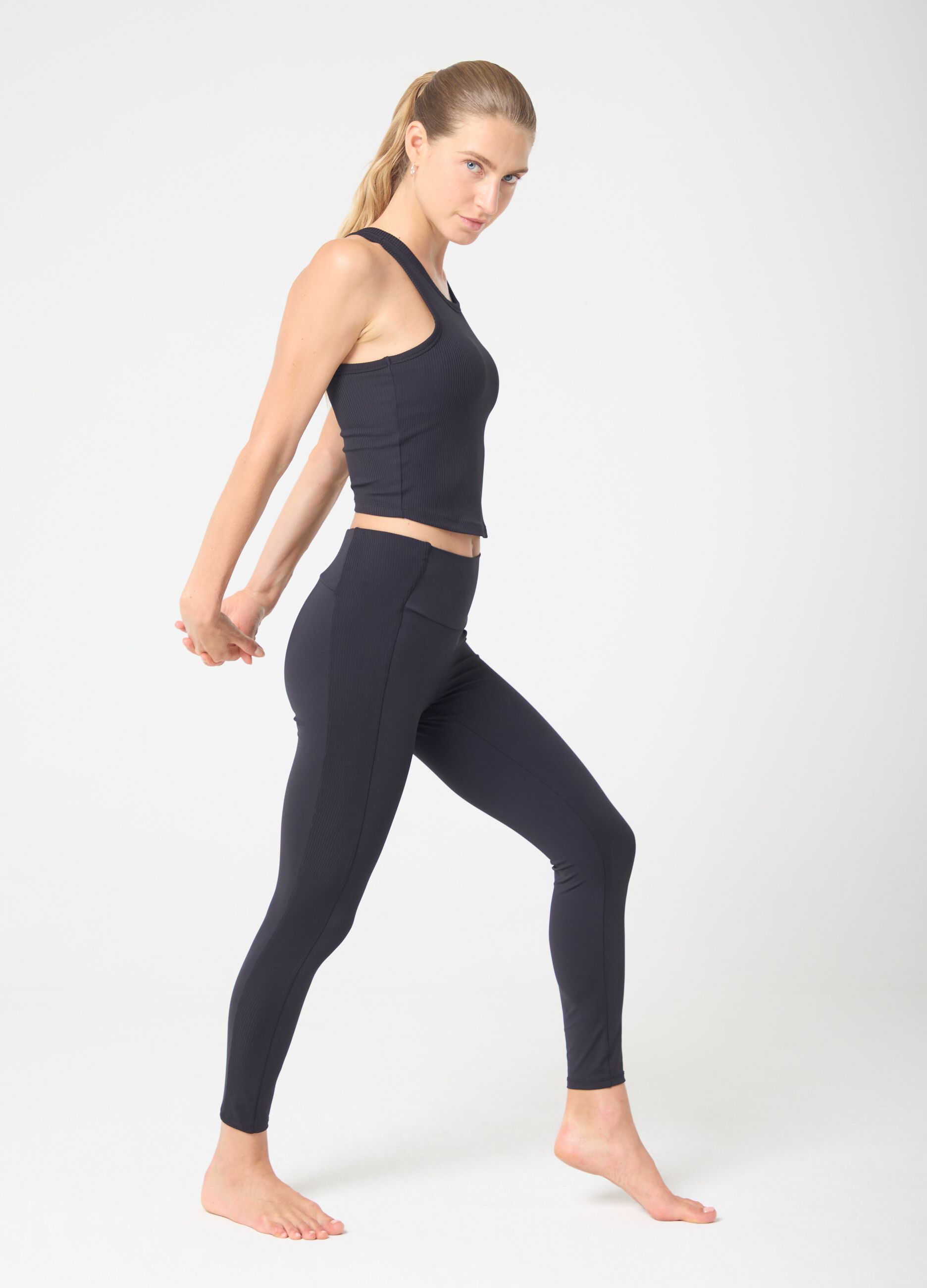Technical fabric leggings with ribbed side inserts ALTAVIA STUDIO