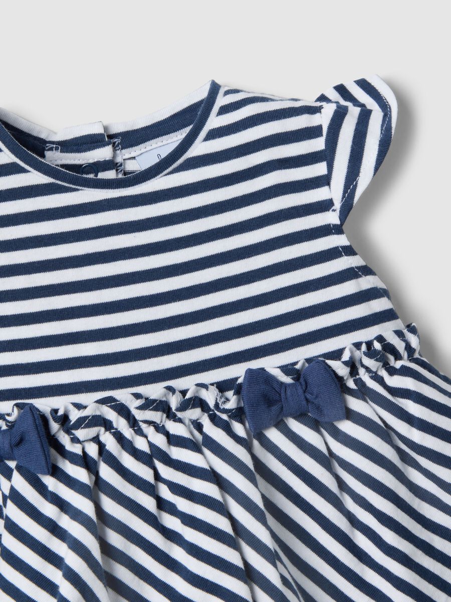 Pagliaccetto in puro cotone a righe multicolor da neonata regular fit_3