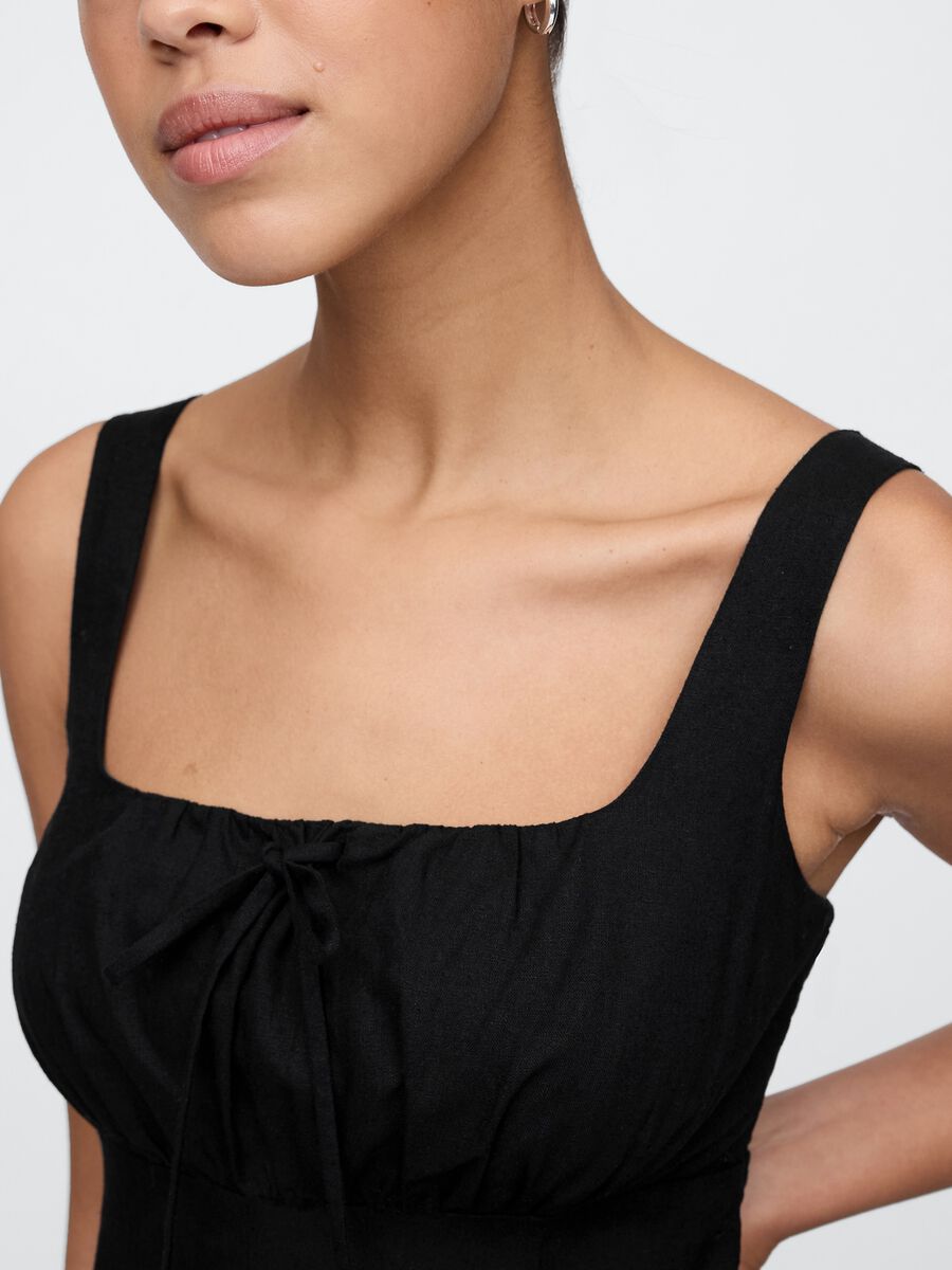 Gap Black Linen and Viscose Long Dress_3