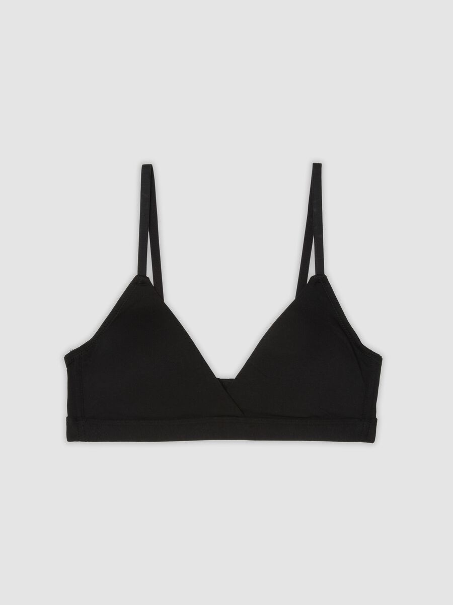 Black organic cotton bra with removable padding_0