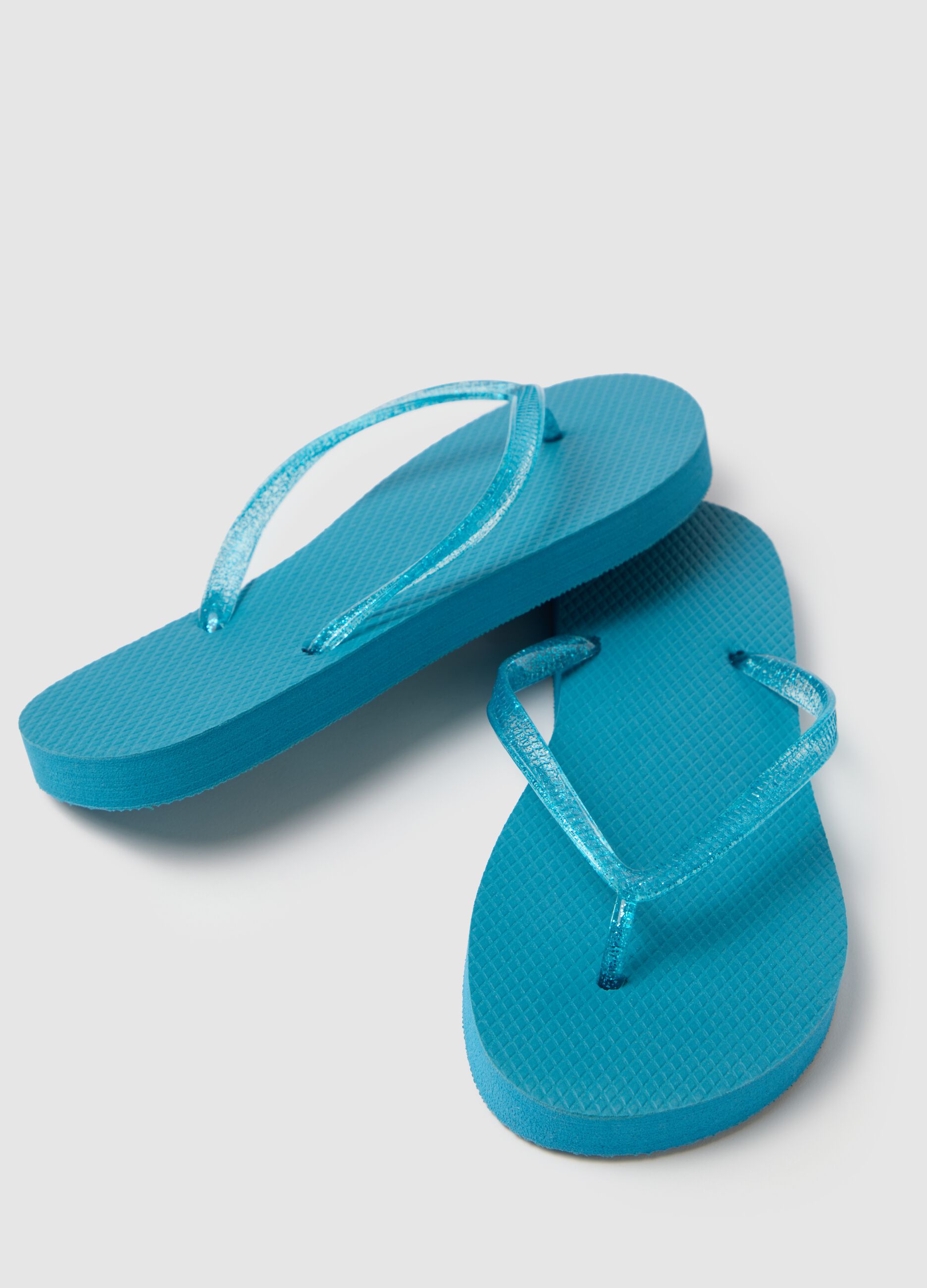 Women's light blue flip-flops