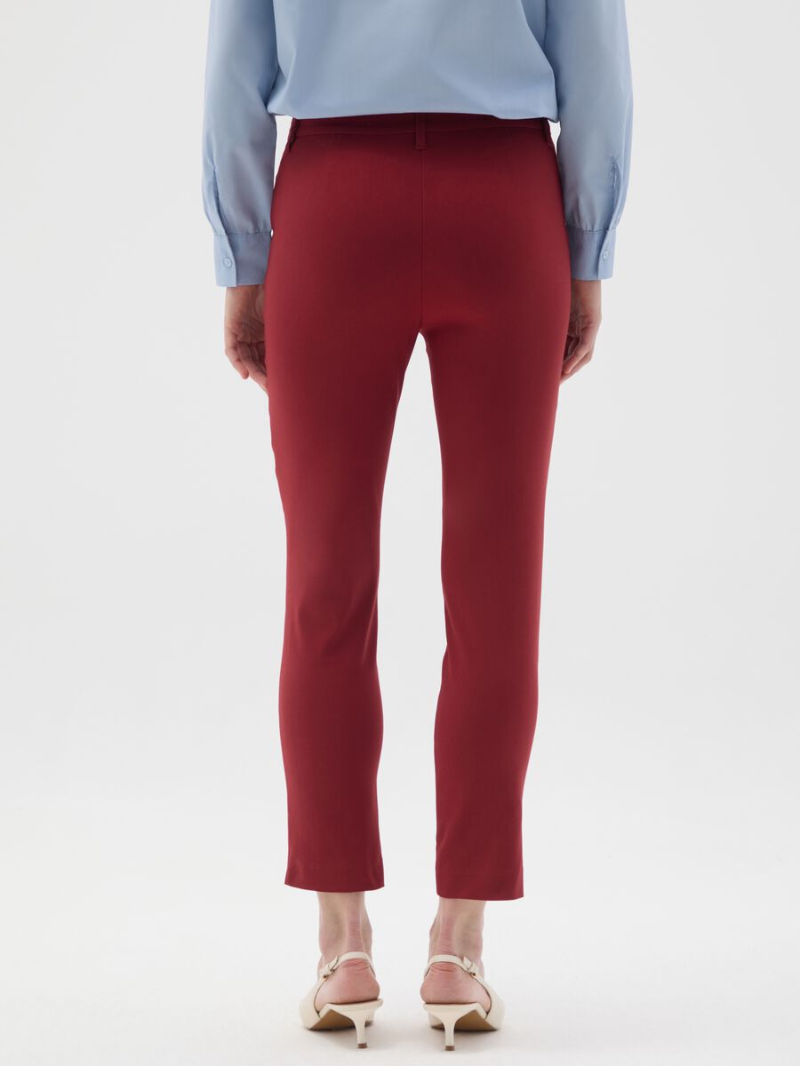 Red viscose blend slim fit trousers_2