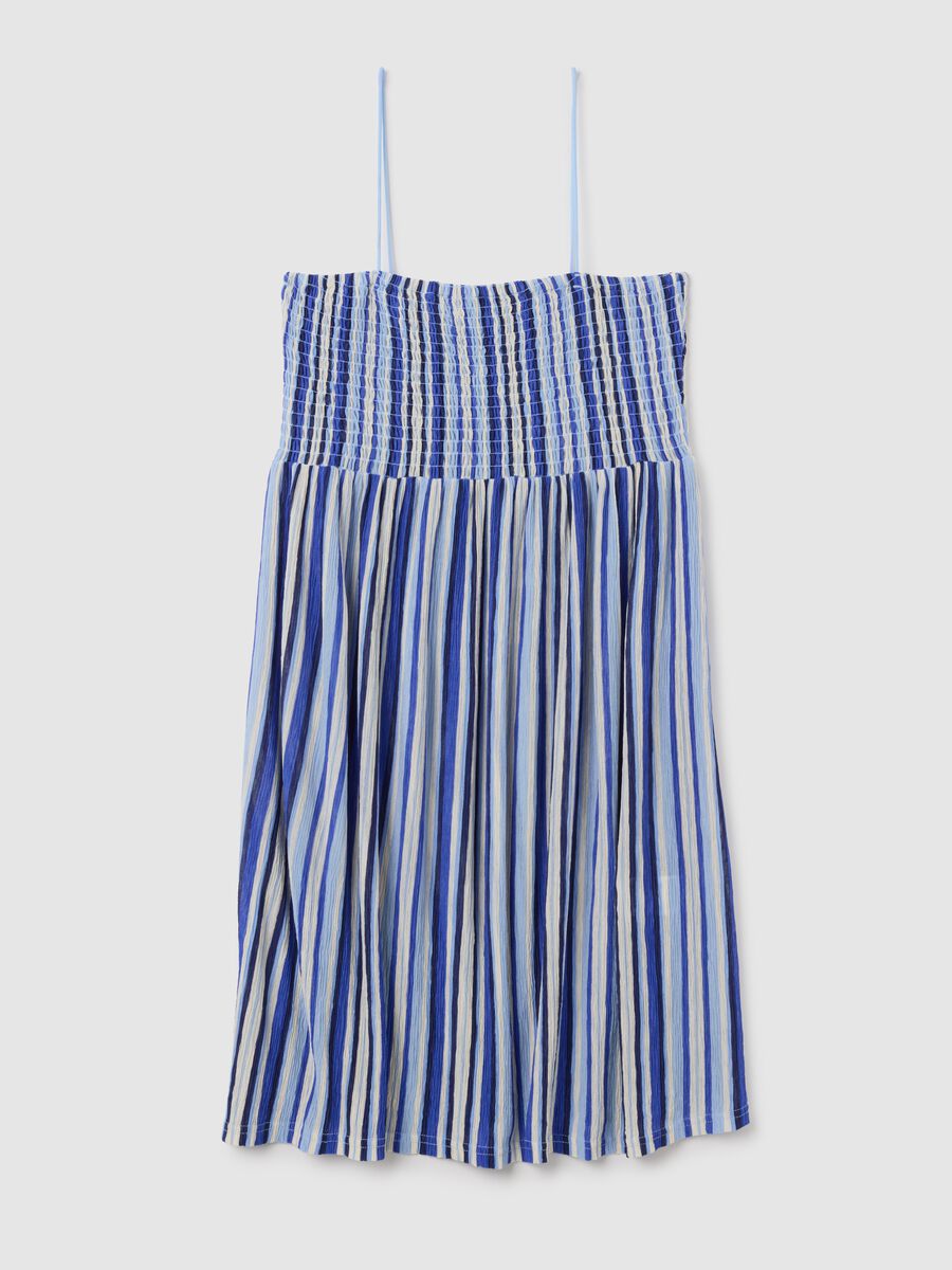 Women's midi dress in multicolour fabric with smocked top_0