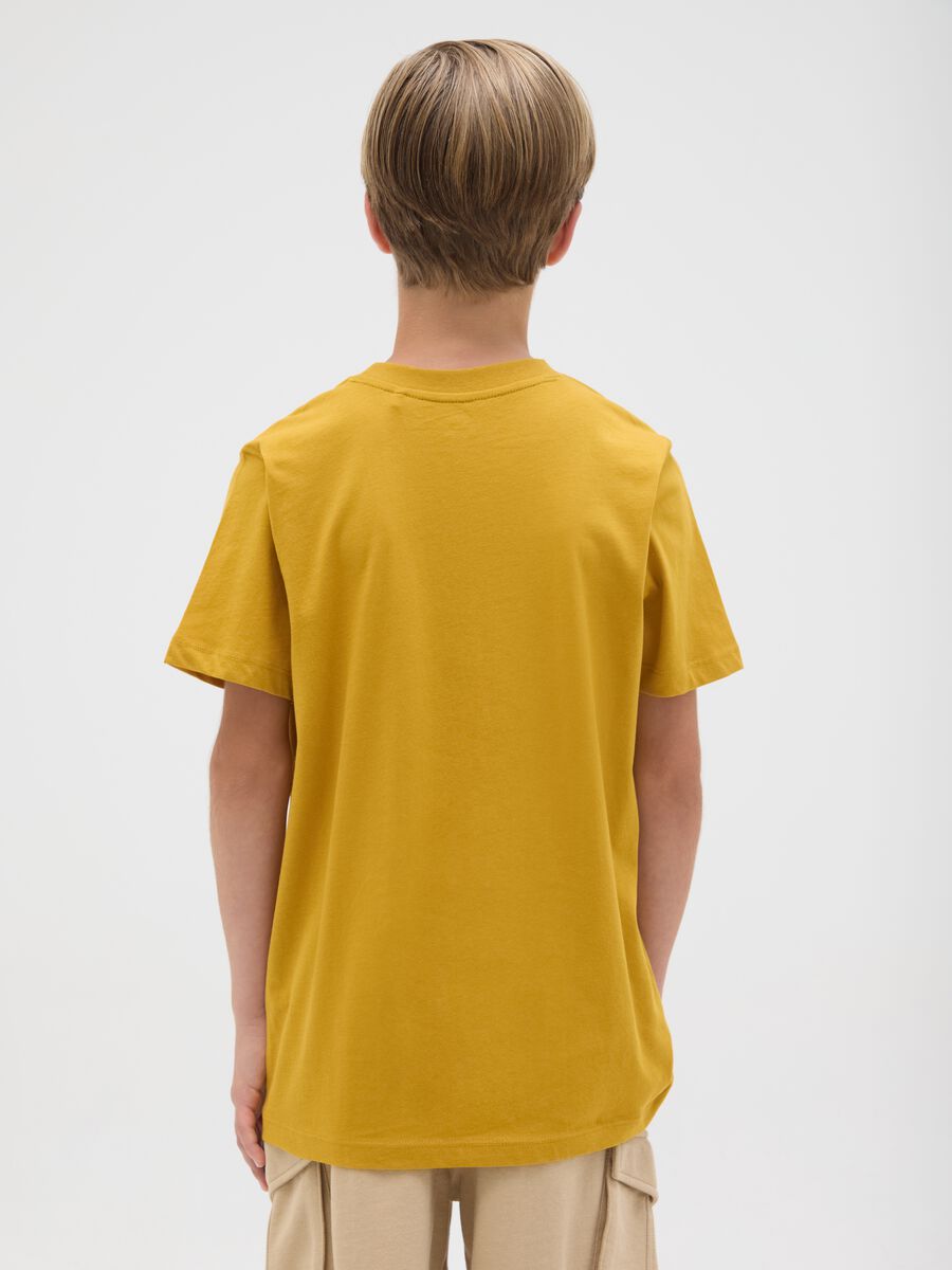 T-shirt da ragazzo in puro cotone oro regular fit con stampa_1