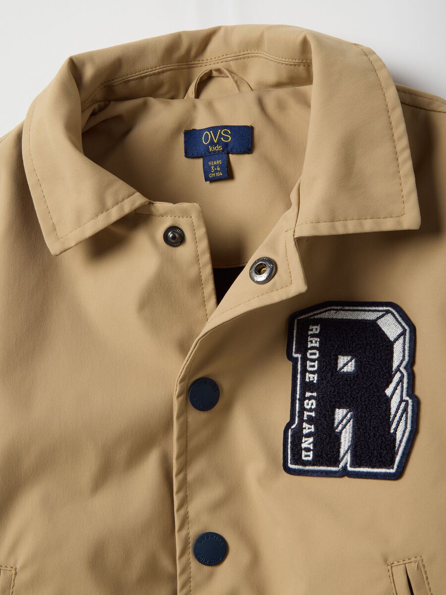 Children's beige bomber jacket regular fit with patch_2