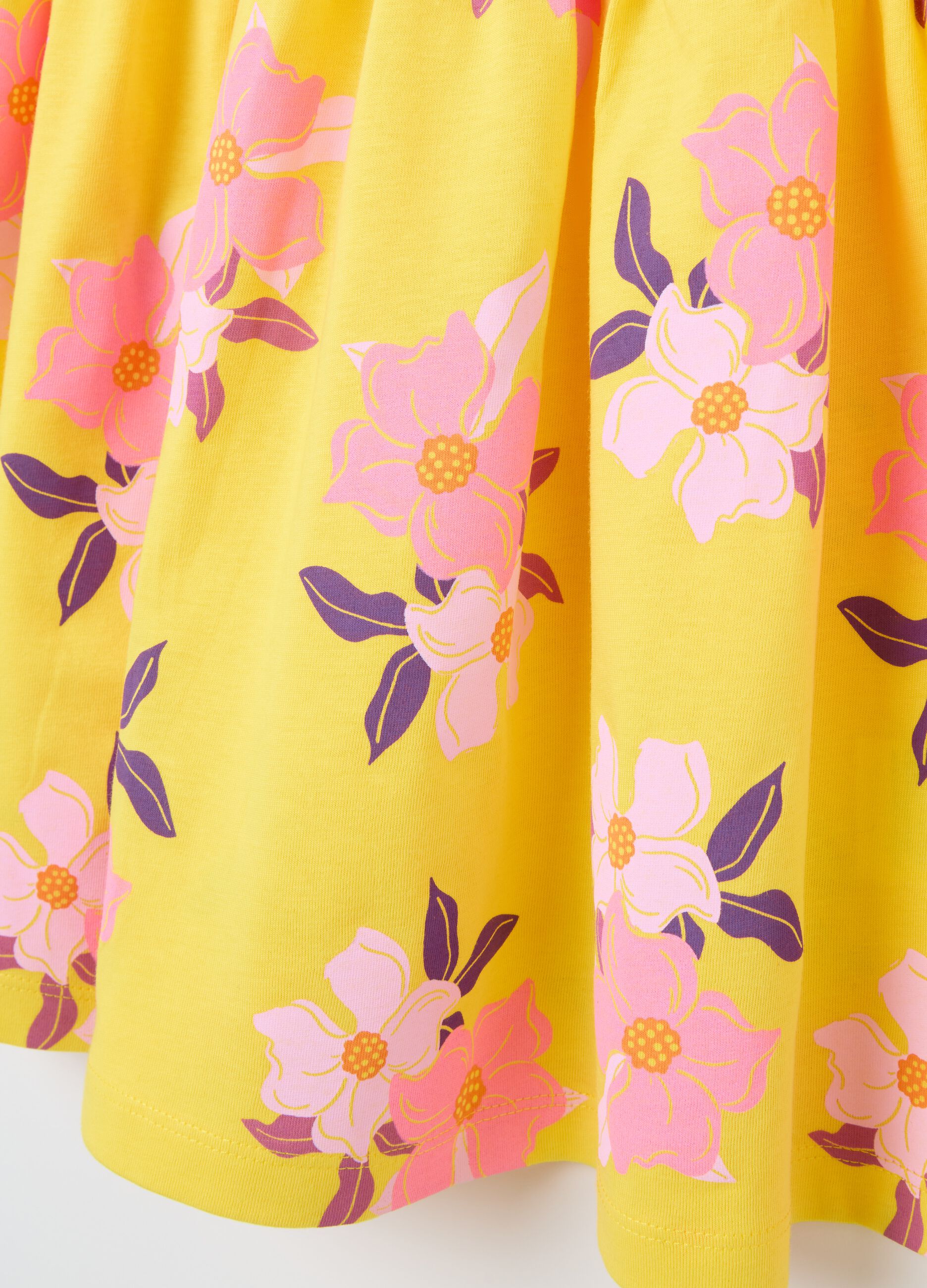 Vestito da bambina in puro cotone giallo regular fit