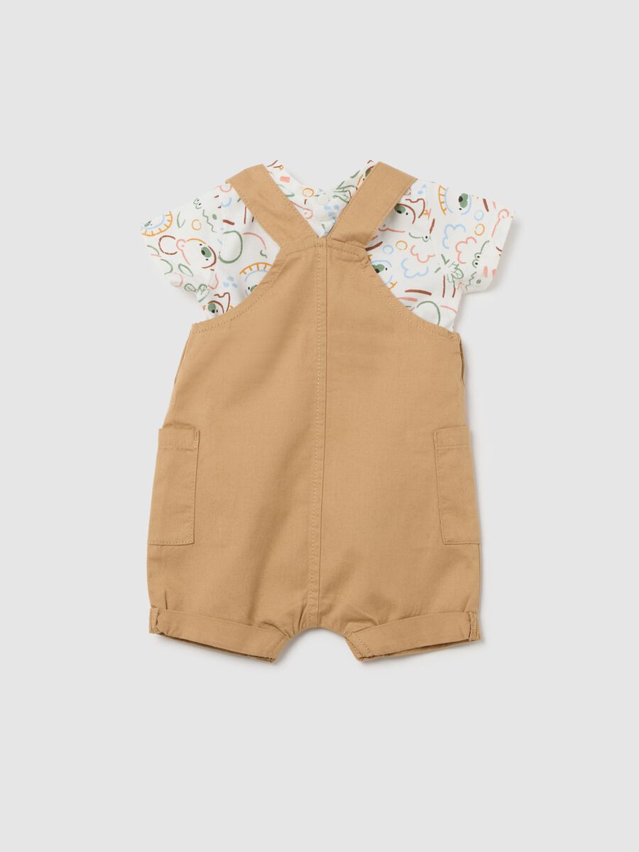 Brown pure cotton baby dungarees with patch pockets_1
