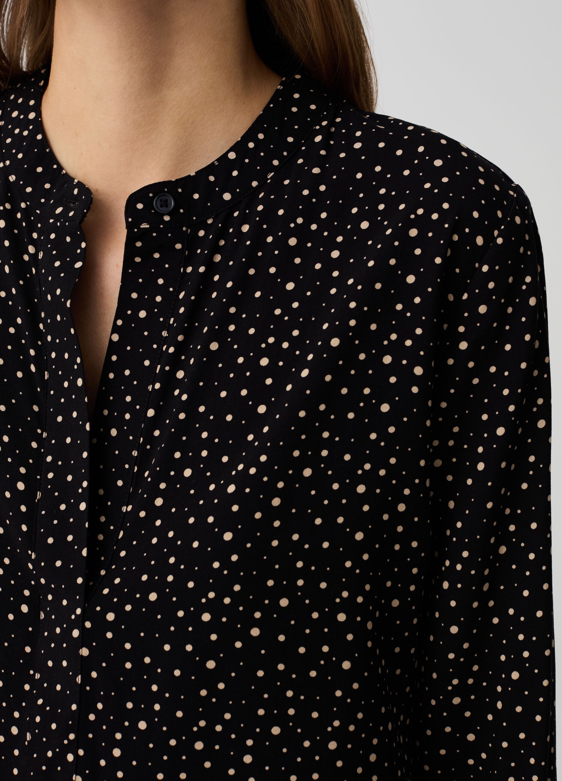 Viscose shirt with band collar