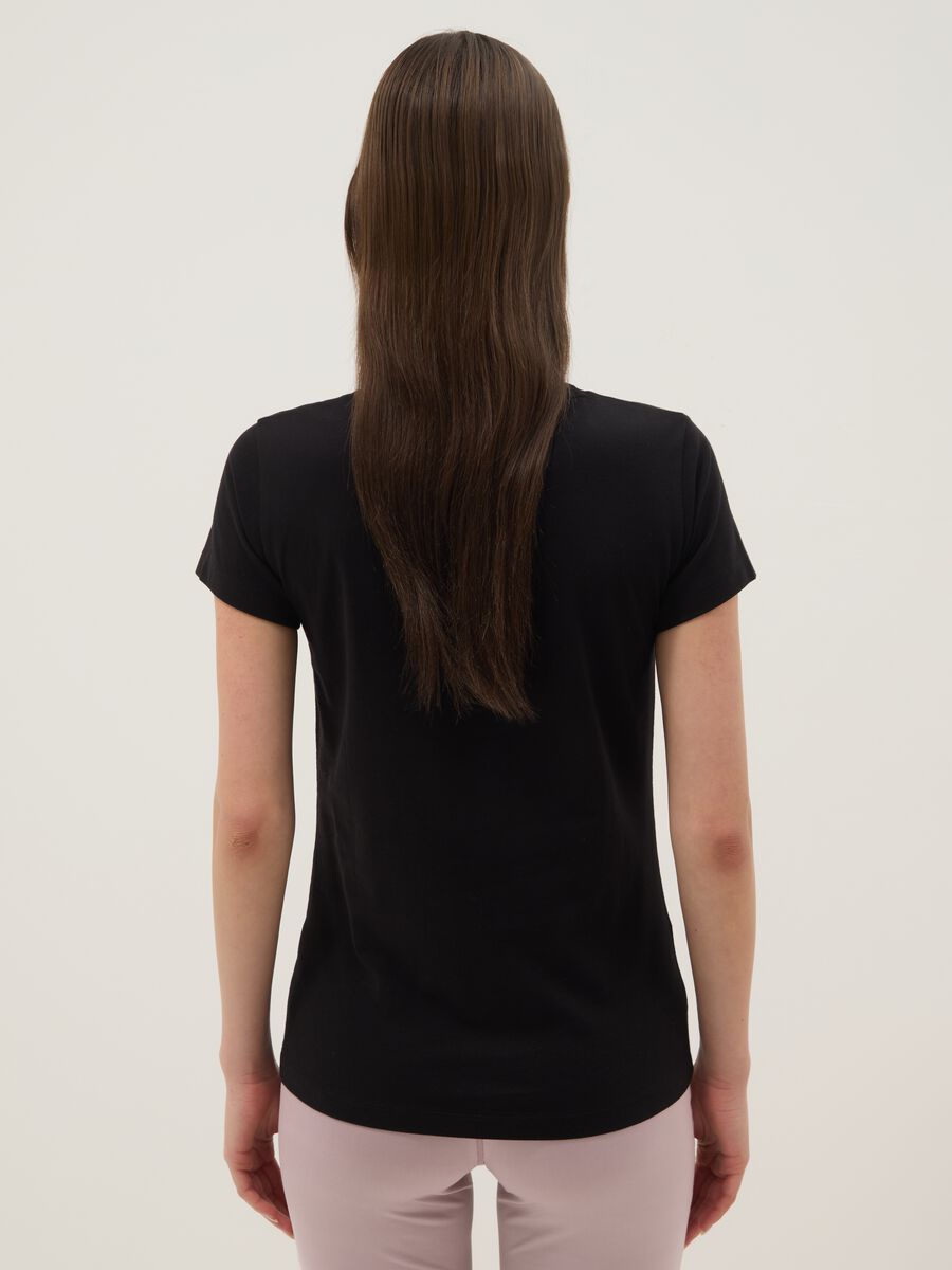 T-shirt in puro cotone nero regular fit con logo_2