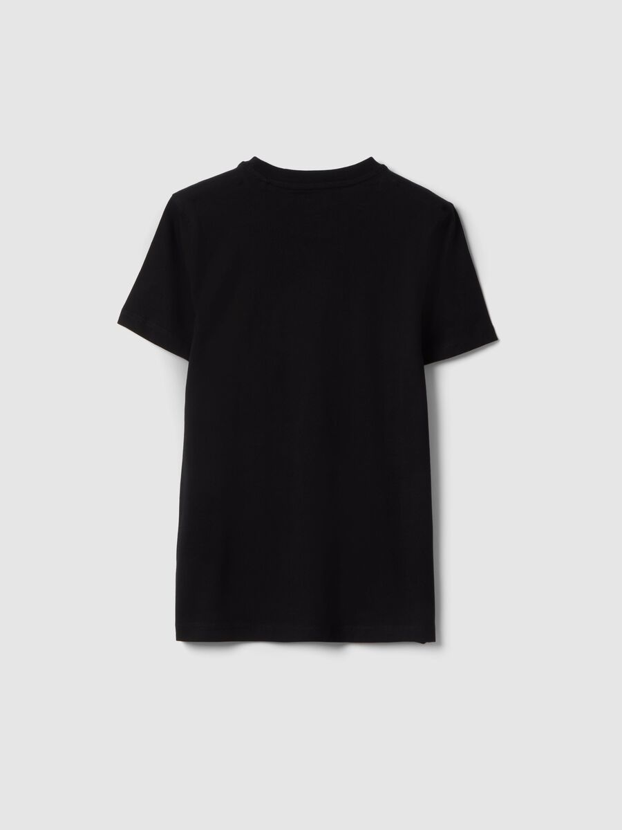 Boy's black pure cotton regular fit T-shirt with print_4
