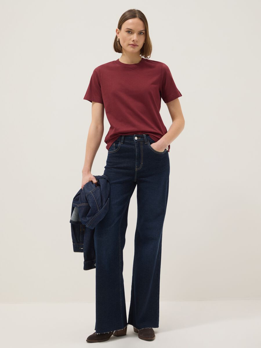 T-shirt rossa girocollo in puro cotone italiano regular fit_1