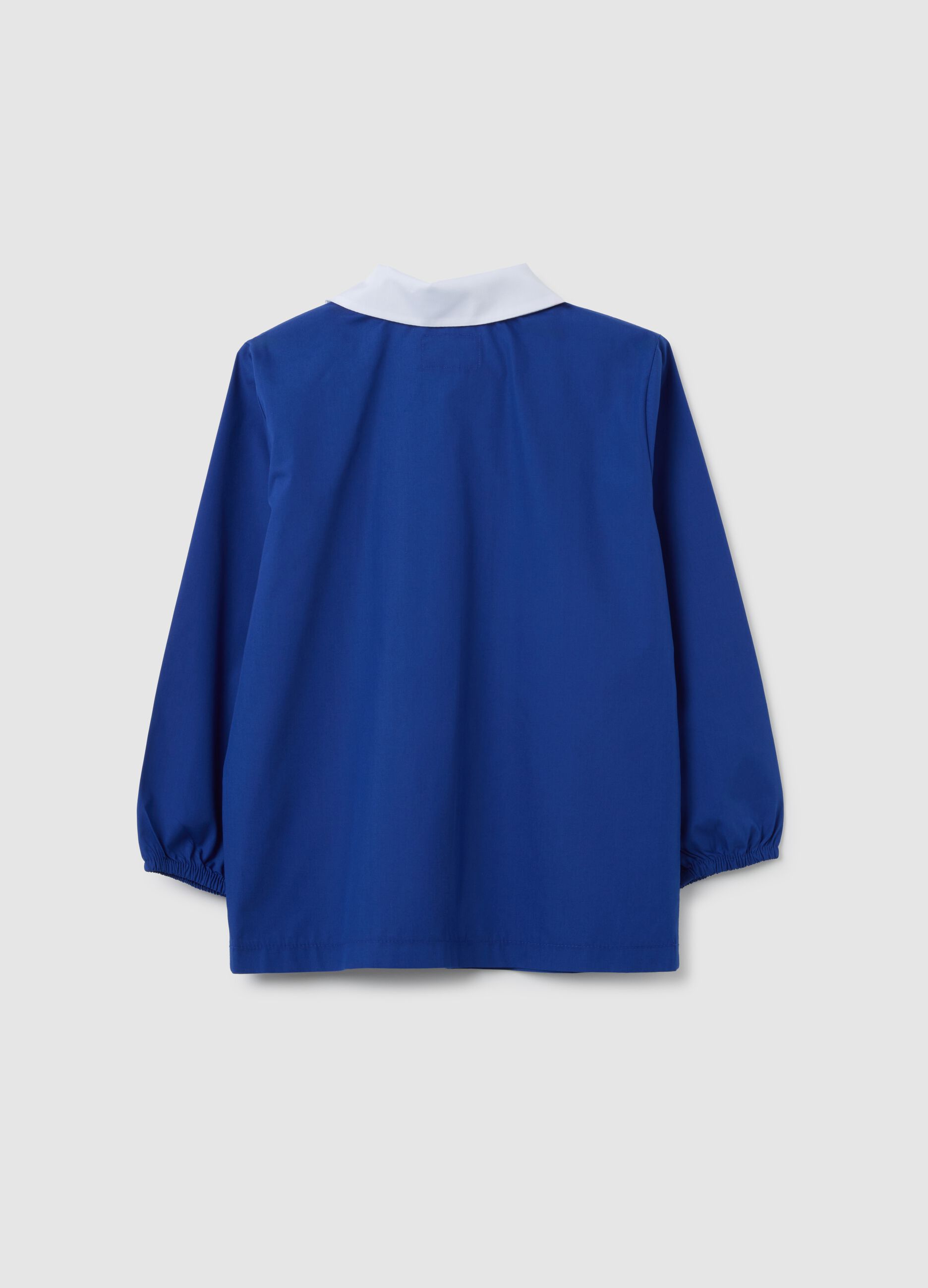 Grembiule scolastico da bambino in misto cotone blu con zip