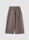 Pantaloni marroni in puro cotone con vita elastica per ragazza_4