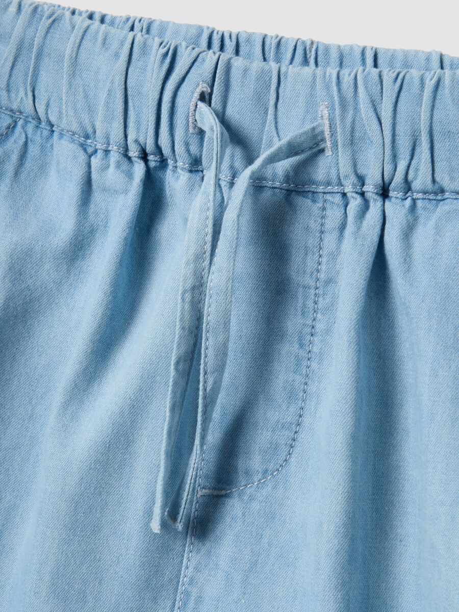 Girls&rsquo; light blue pure cotton denim shorts, regular fit_3