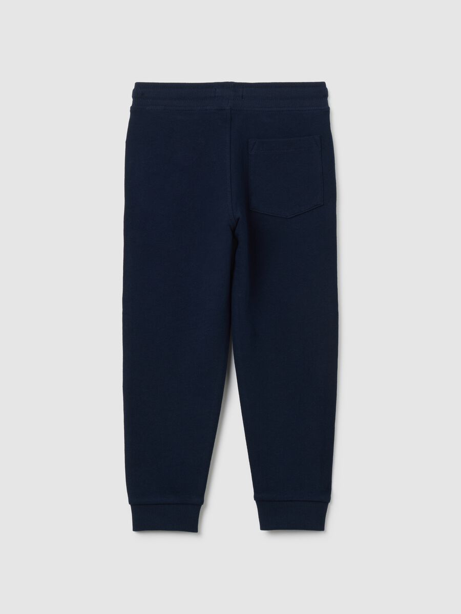 Children's jogger trousers in pure blue cotton with regular fit_1