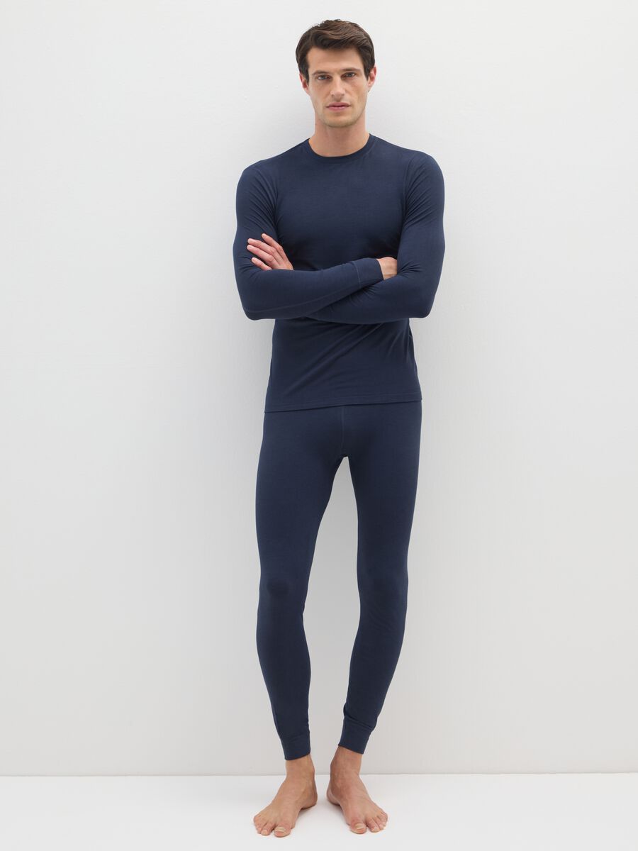 Blue regular fit leggings_0