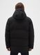 Black padded regular fit jacket with hood and buttons_2