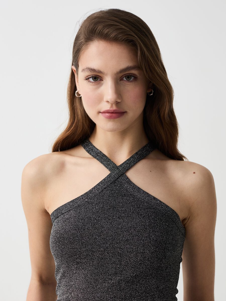 Lurex crop top with crossover straps_1