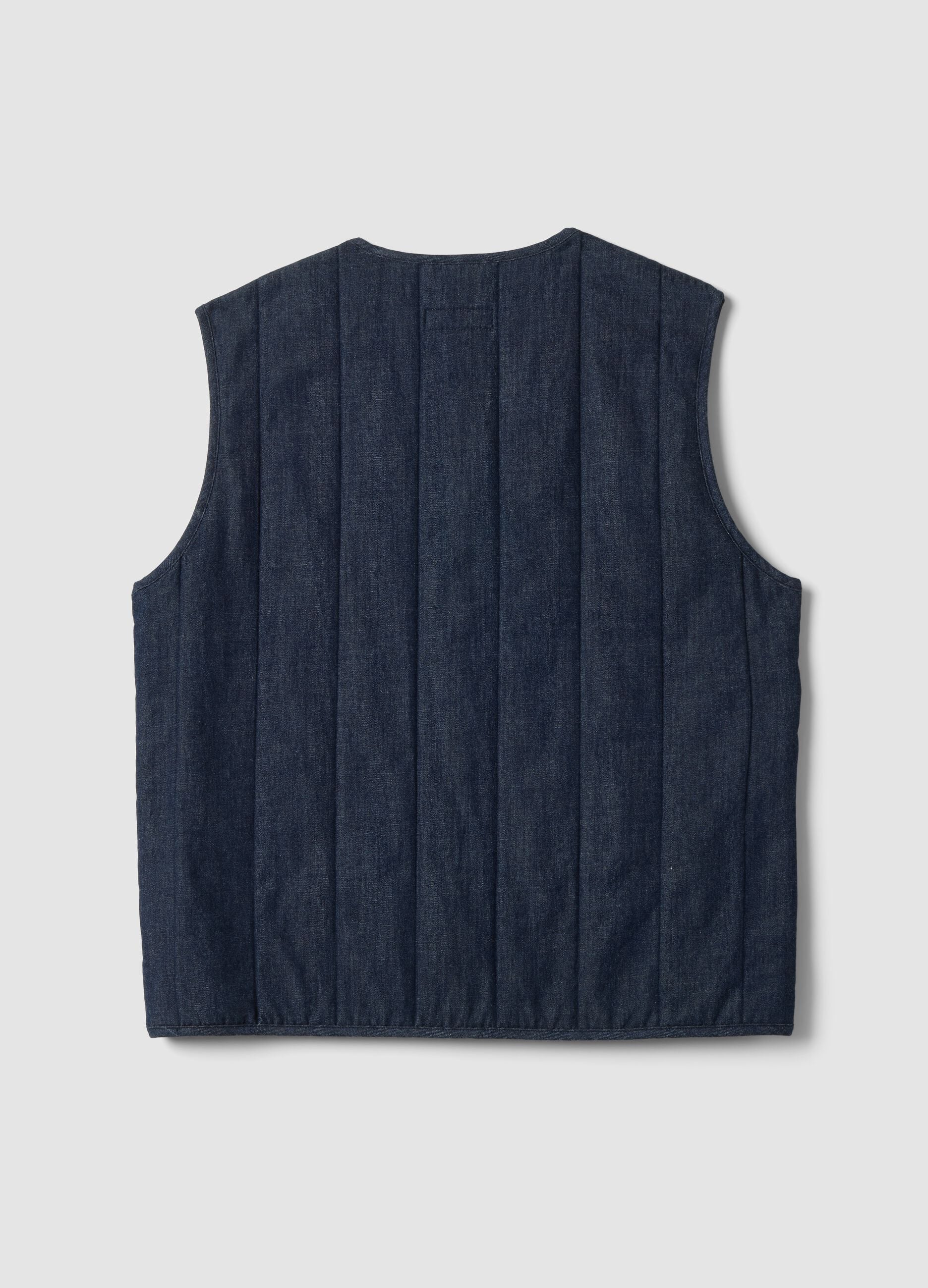 Blue gilet in a cotton, lyocell and viscose blend